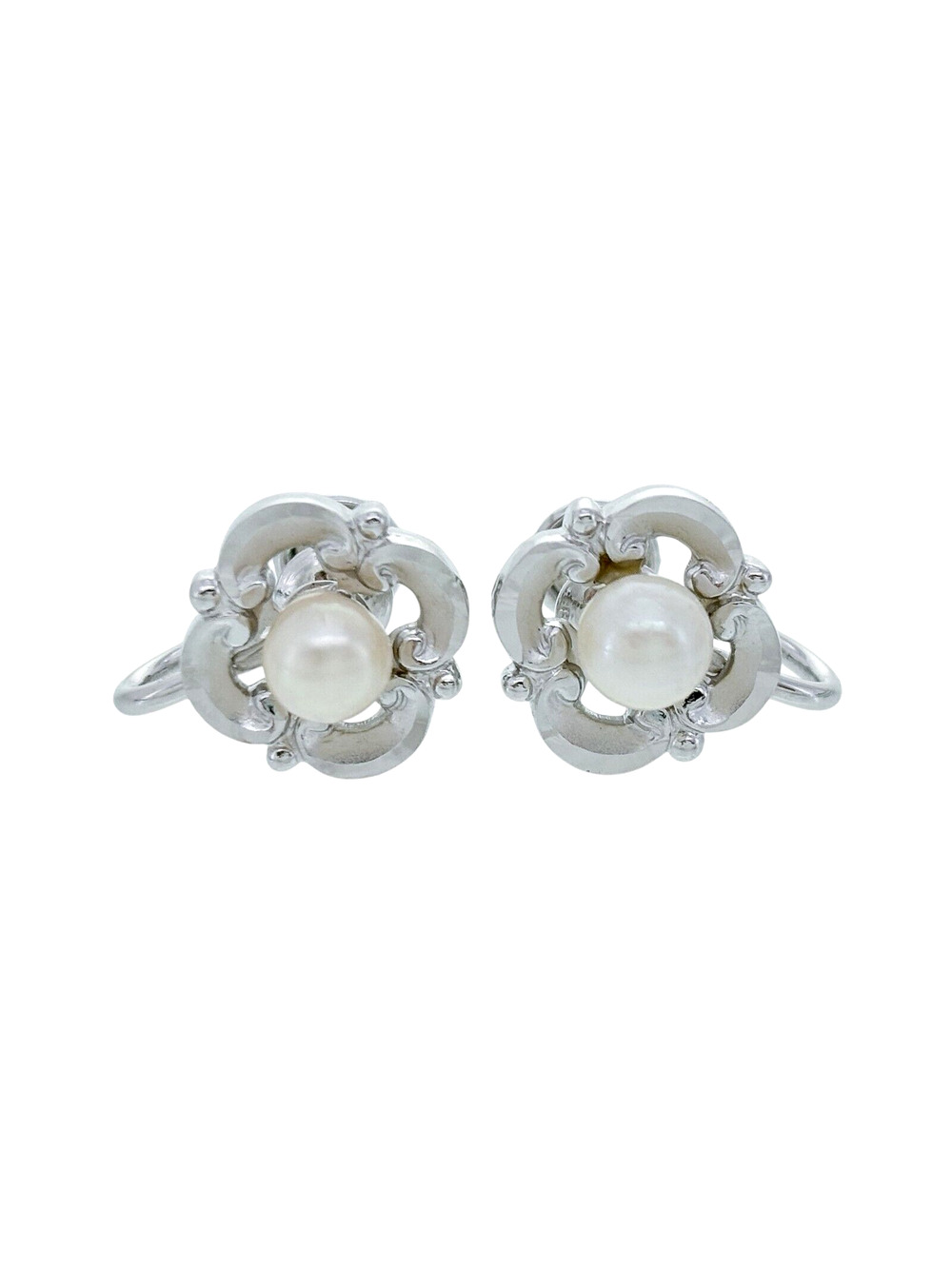 Vintage Marvel Sterling Silver 925 Pearl Screw Back Earrings